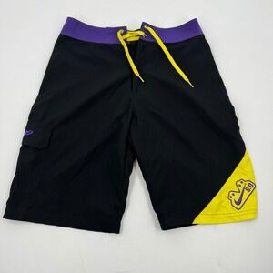 Nike 6.0 Board Shorts Black Purple Yellow Mens Size 28 Swim Trunks Cargo Pocket